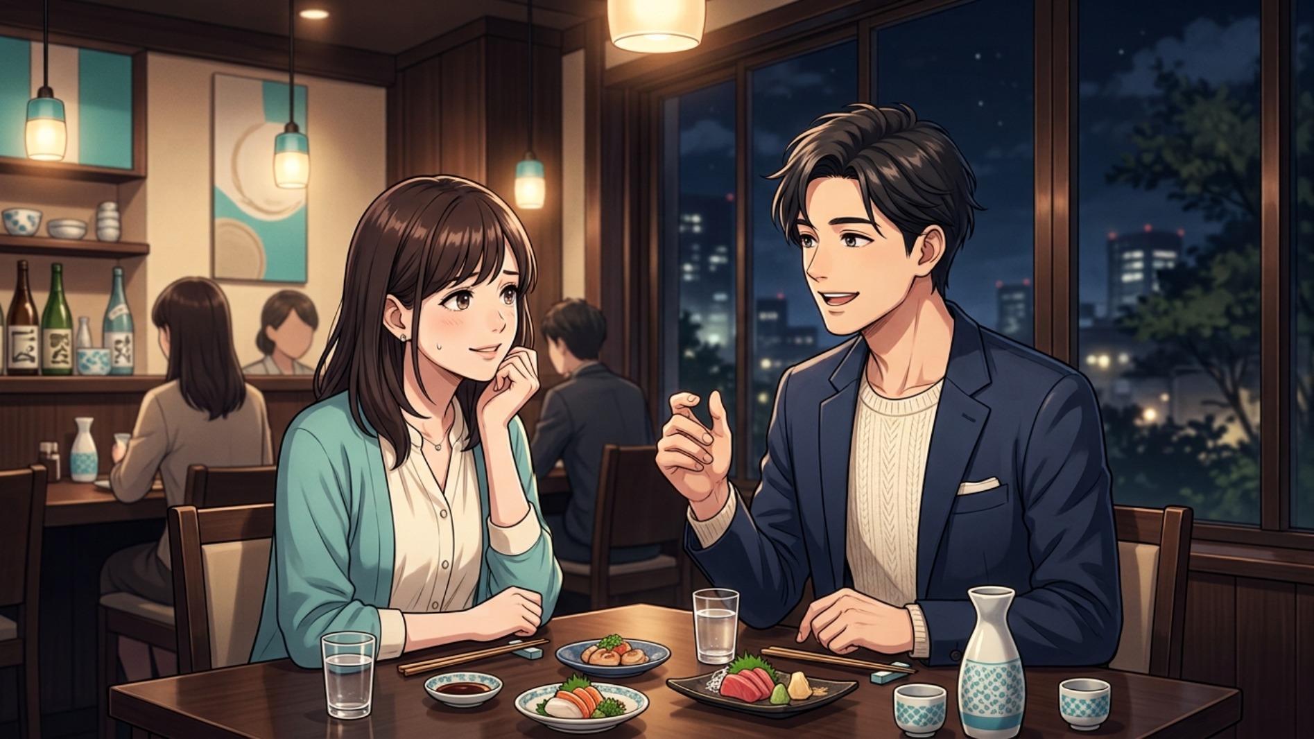 彼の話を聞きながら、ふと不安がよぎる女性
