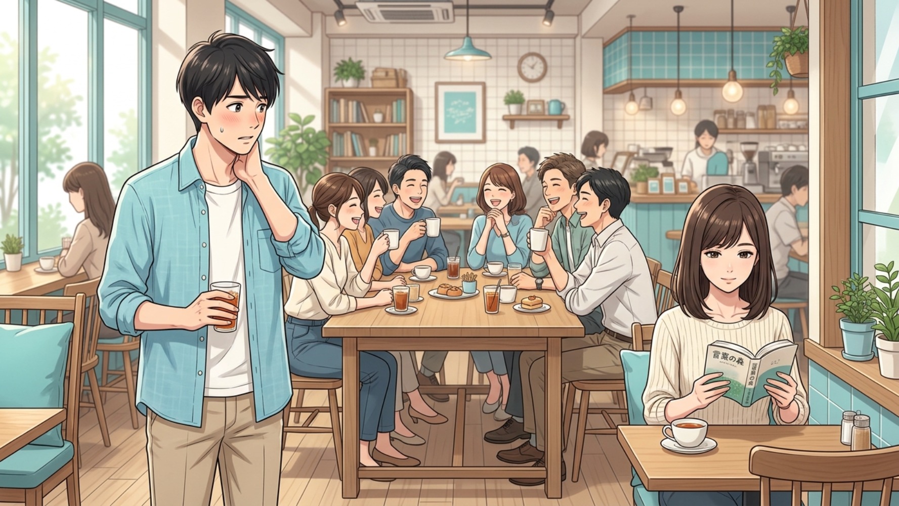 コミュニティの交流会で、好意の伝え方に悩む男性と、受け取り方に悩む女性