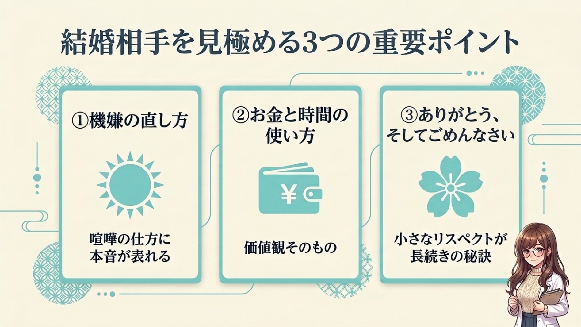 結婚相手に見るべき3つの変わらないもの——機嫌の直し方・お金と時間の使い方・ありがとうとごめん